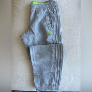 adidas Gray Sweatpants with Iconic Triple Stripe Leg Detail